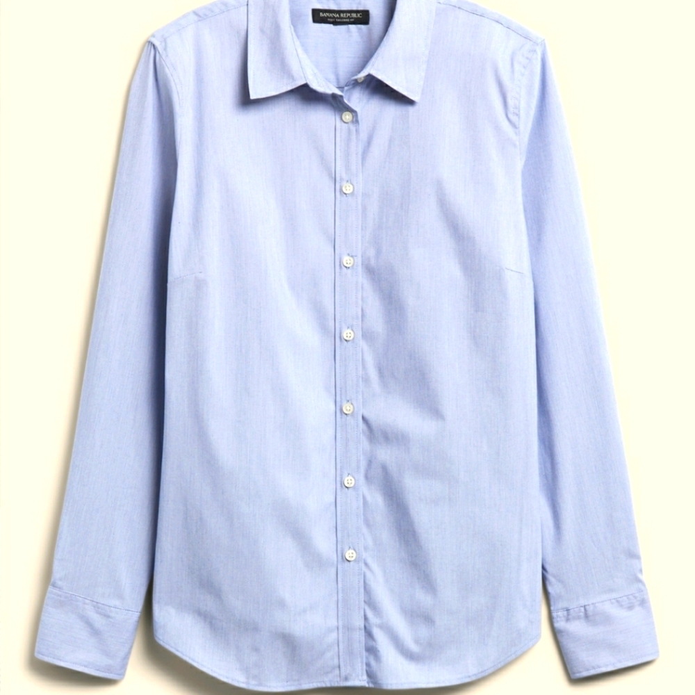 Banana Republic Women Light Blue Riley Tailored-Fit Shirt, Size 16